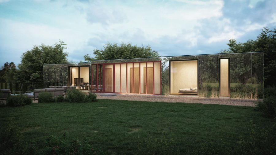 Patrick Bradley Architects Shipping Container Architecture Rural Bespoke Ireland Vernacular Lodge Bective lodge Abbey County Meath Mirror 1