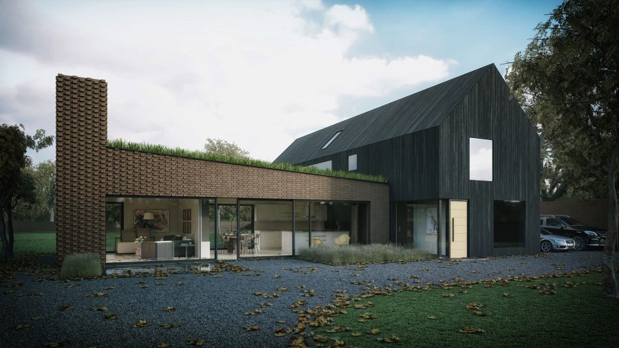 Patrick Bradley Architects Rosses House Modern Burnt Timber Rural Sligo Barn Inside Outside Ireland Vernacular Glazing Contemporary Cool Replacement Dwelling Brick 2 TNI